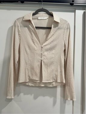 ASTR Cream Textured Smocked Fabric Top
